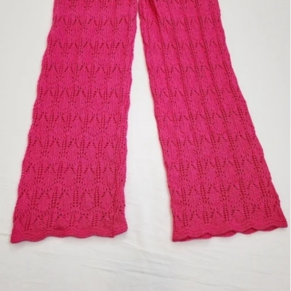 Jessica Simpsons Pink Crochet Wide Leg Pants - Picture 4 of 8